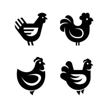 Set of Hen, chicken logo Illustration