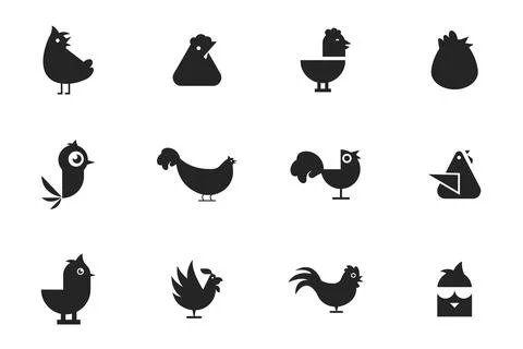 Set of hen vectors icon design Stock Illustration