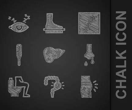 Set Hepatitis virus, Gut constipation, Abdominal bloating, Runny nose, Cons.. イラスト素材