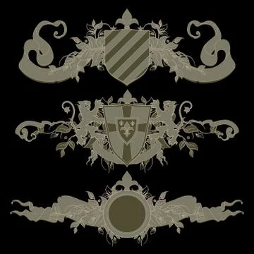 Set of heraldic shields Stock Illustration