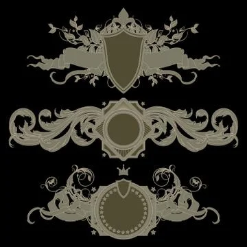 Set of heraldic shields Stock Illustration