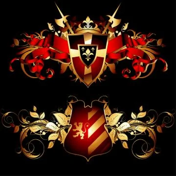 Set of heraldic shields Stock Illustration