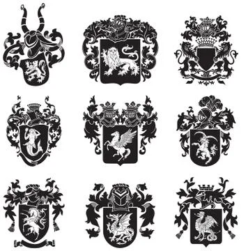 Set of heraldic silhouettes Stock Illustration