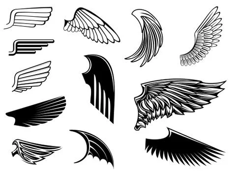 Set of heraldic wings Ilustração Stock