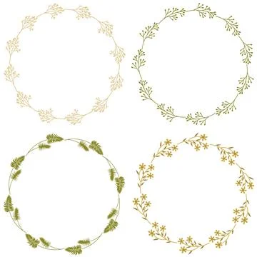 Set of herbal frames on a white background. Stock Illustration