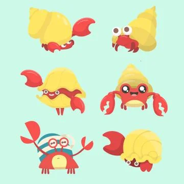 A set of hermit crab. Stock Illustration