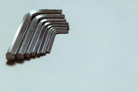 Set of hex keys close-up on a white background. Stock Photos