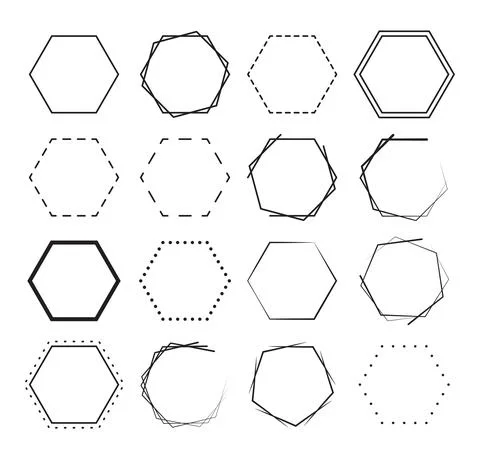 Set of hexagon border background. geometric frames decoration elements design Stock Illustration
