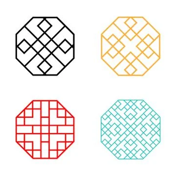 Set of Hexagon Korean pattern window frame Stock Illustration