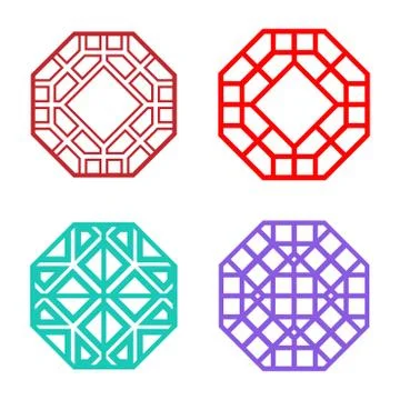 Set of Hexagon Korean pattern window frame Stock Illustration