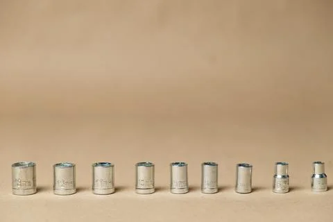 Set of hexagonal sockets for electric screwdriver Stock Photos