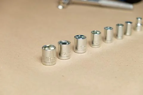 Set of hexagonal sockets Stock Photos