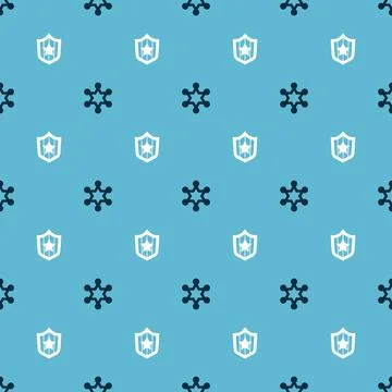 Set Hexagram sheriff and Shield with stars on seamless pattern. Vector 库存插图