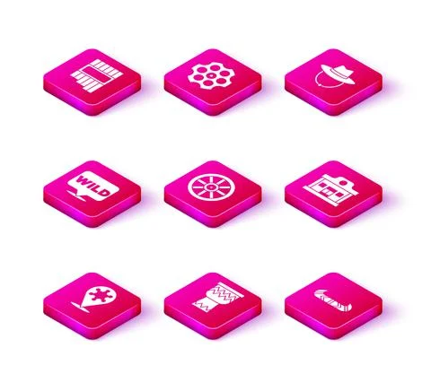 Set Hexagram sheriff, Drum, Pointer to wild west, Old wooden wheel, Kayak or Ilustración de archivo