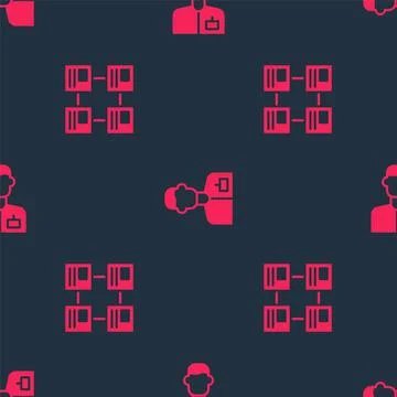 Set Hierarchy organogram chart and Analyst engineer on seamless pattern. Vector Illustrazione stock