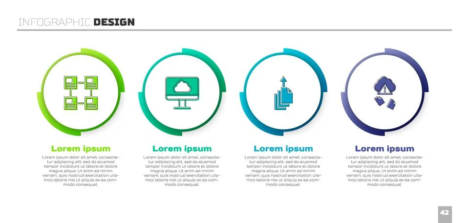 Set Hierarchy organogram chart, Cloud technology data transfer, Data export and Stock Illustration