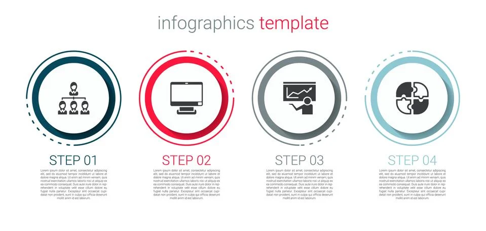 Set Hierarchy organogram chart, Computer monitor, Training, presentation and 스톡 일러스트