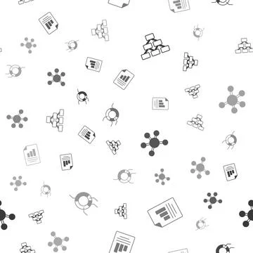 Set Hierarchy organogram, Document with graph chart, Project team base and Pie Stock Illustration