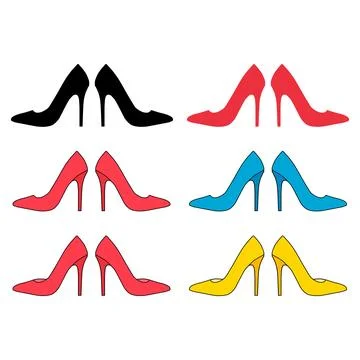 Set of high heel icon, shoe fashion style sign, elegant woman symbol vector Stockillustratie