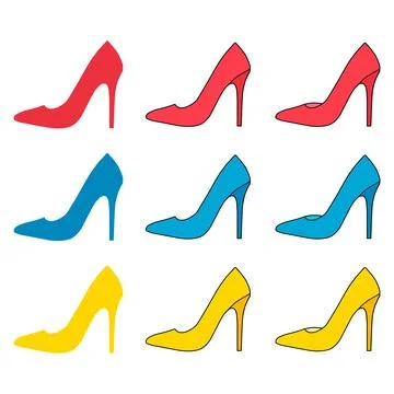 Set of high heel icon, shoe fashion style sign, elegant woman symbol vector Illustrazione stock