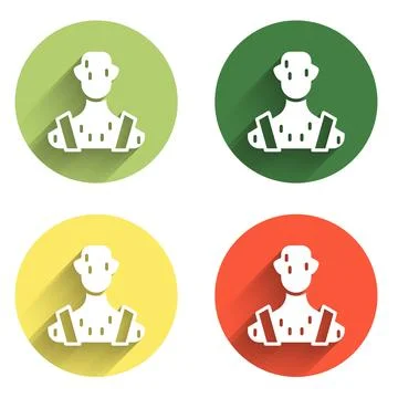 Set High human body temperature or get fever icon isolated with long shadow.. Stock-Illustration