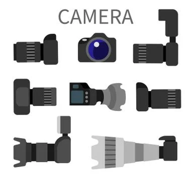 Set High Resolution Action Cameras, Removable Lens Stock Illustration