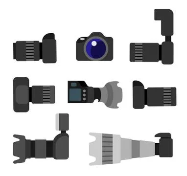 Set High Resolution Action Cameras, Removable Lens Stock Illustration