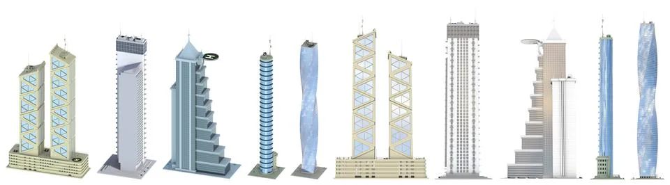 Set of high tech buildings Stock Illustration