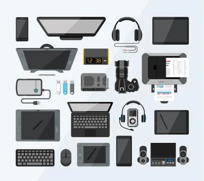 Set of high tech devices. Stock Illustration