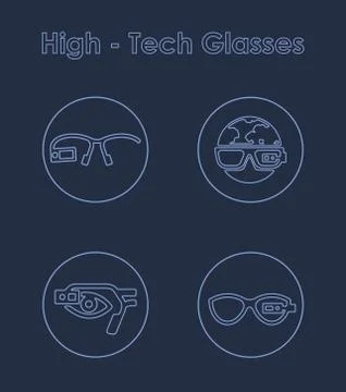 Set of high-tech glasses simple icons Stockillustratie