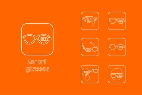 Set of high-tech glasses simple icons Stockillustratie