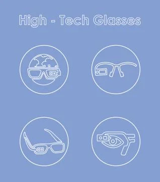 Set of high-tech glasses simple icons Stock Illustration