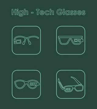 Set of high-tech glasses simple icons Stockillustratie