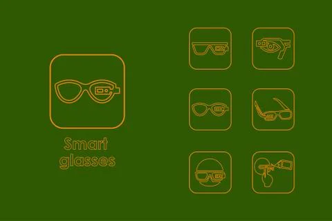 Set of high-tech glasses simple icons Illustrazione stock