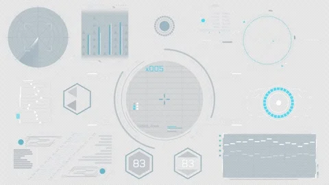 Set of high-tech HUD elements on alpha channel Stock Footage 303781048