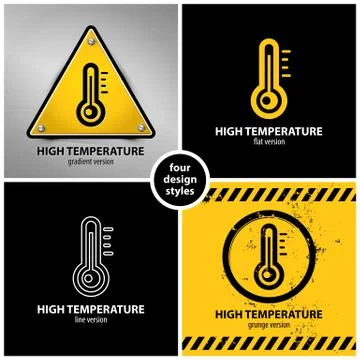 Set of high temperature warning symbols Stock Illustration