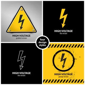 Set of high voltage warning symbols Stock Illustration