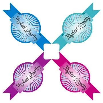 Set of highest quality colorful labels with stripes 스톡 일러스트