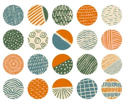 Set of highlight covers. Various shapes, lines, spots, dots Illustrazione stock