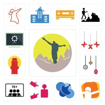 Set of hiker, dab, telecom, advisor, number players, christmas bulb, fire hyd Free Stock Illustration