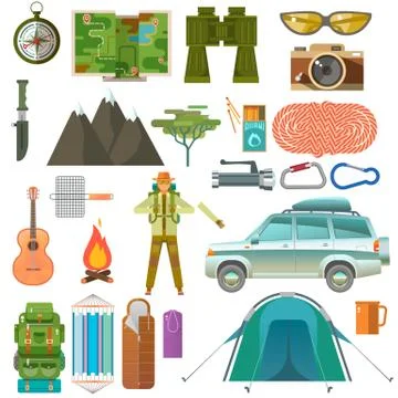 Set of the hiking illustrations Stock Illustration