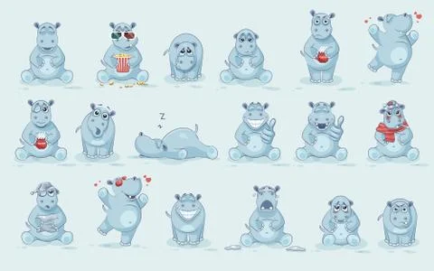Set of Hippo Stock Illustration