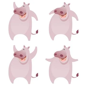 Set of hippos Stock Illustration