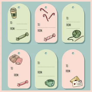 Set of hipster gift tags. Vector labels collection Illustrazione stock