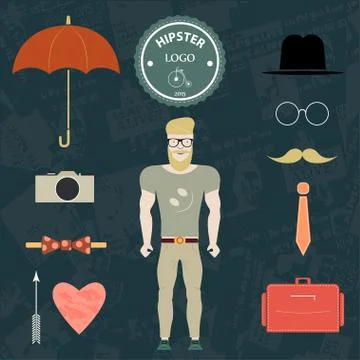 Set hipster Stock Illustration