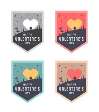 Set of hipster logo vector illustration for holiday valentines day Stock Illustration
