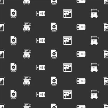 Set Histogram graph photography, Retro typewriter, MOV file document and Photo Stock Illustration