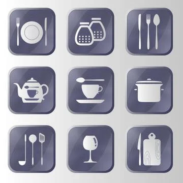 Set of hitech metal kitchen button. Stock Illustration