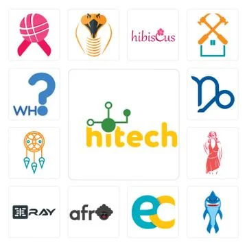 Set of hitech, shark mascot, ec, afro, xray, womens fashion, dream catcher, c Illustrazione stock gratuita