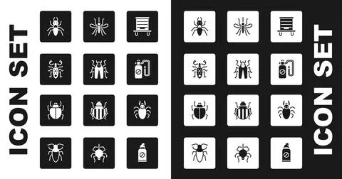 Set Hive for bees, Beetle bug, deer, Ant, Pressure sprayer, Mosquito, and Mite Illustration